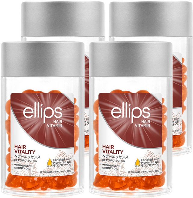 Ellipse 頭髮維生素精華摩洛哥油瓶棕色頭髮活力 50p, 4個, 50ml