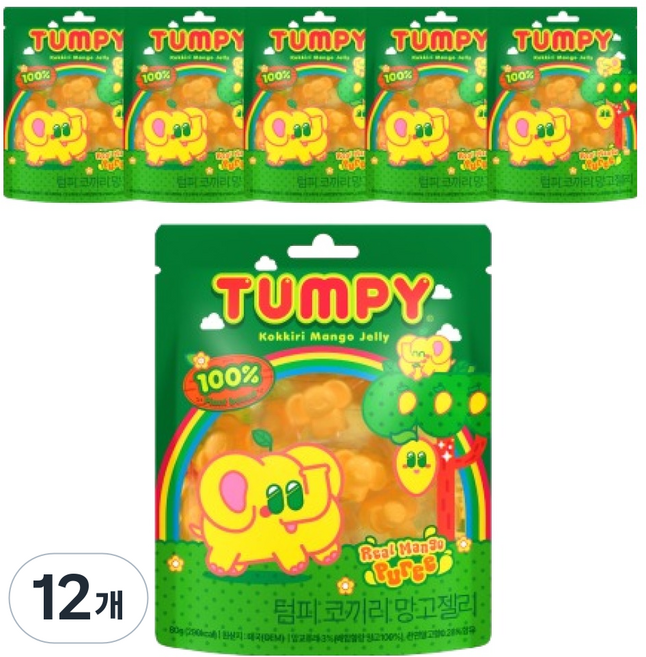 텀피 코끼리 망고젤리, 80g, 12개