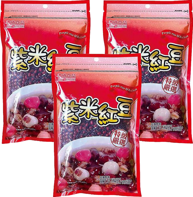 CHI-SHENG 耆盛食品 紫米紅豆, 500g, 3包
