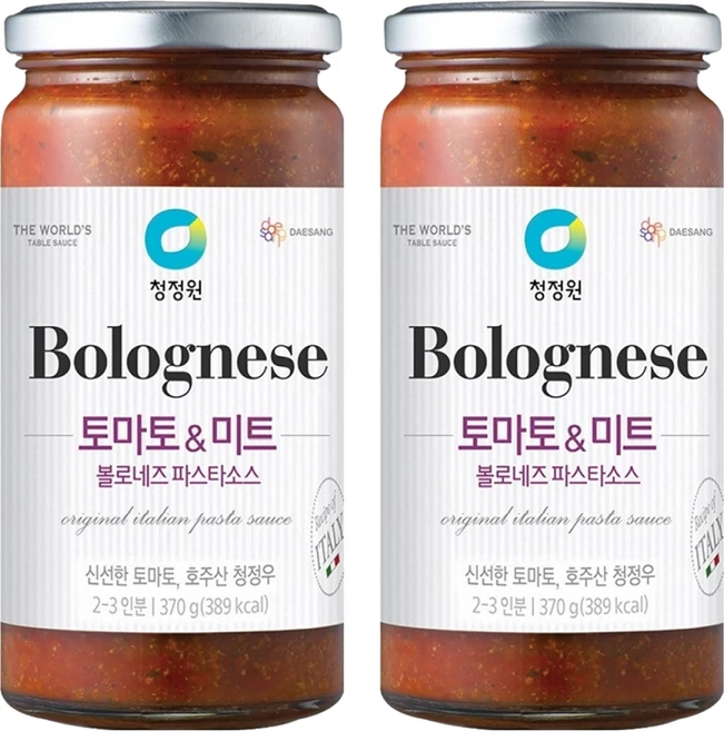 청정원 볼로네즈 파스타소스 토마토&미트, 370g, 2개 - 쿠팡