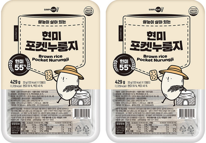 심플잇 현미포켓누룽지, 429g, 2개