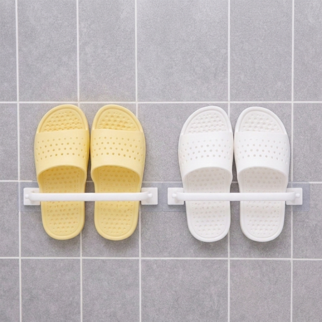GUNU 접착식 욕실 슬리퍼 다용도 거치대 걸이, 화이트, 2개