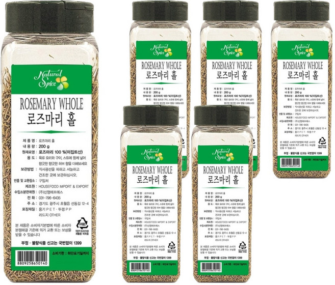 내츄럴스파이스 로즈마리 홀, 200g, 6개