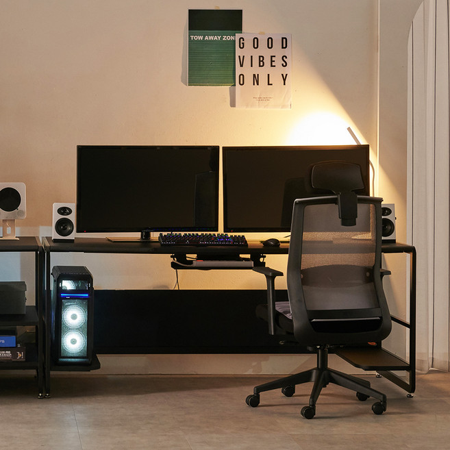 상도가구 프로몬스터 게이밍책상 기본형 방문설치, 블랙