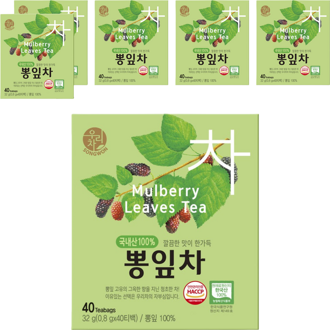 우리차 뽕잎차, 800mg, 40개입, 6개
