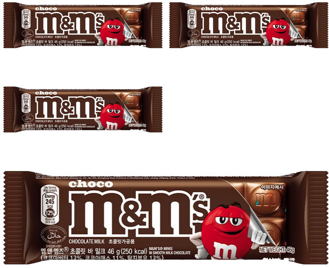 엠앤엠즈 초콜릿바 밀크, 46g, 4개