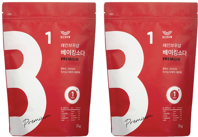 레인보우샵 베이킹소다 프리미엄, 2kg, 2개