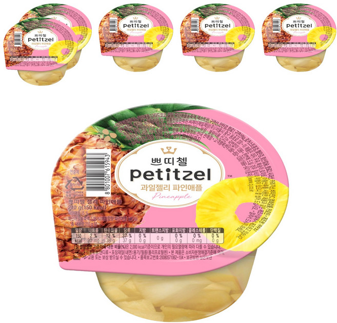 쁘띠첼 과일젤리 파인애플, 210g, 6개