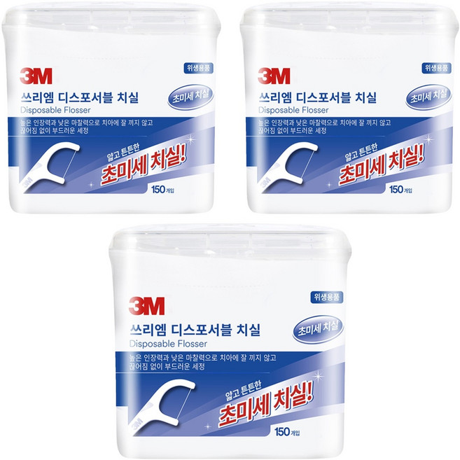 쓰리엠 싱글라인 치실 벌크, 150개입, 3개