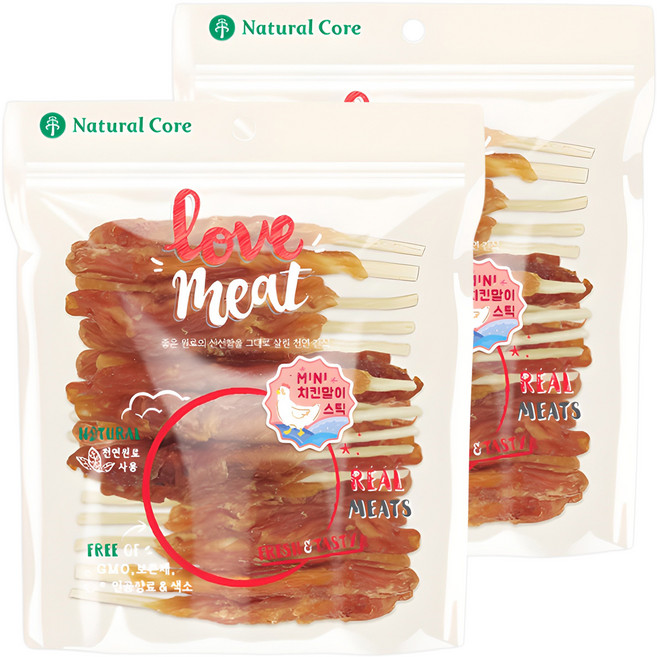 네츄럴코어 강아지 러브미트 미니 스틱 육포, 닭고기, 160g, 2개