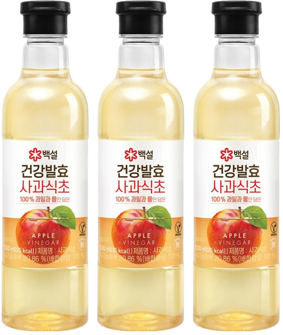 CJ BEKSUL 白雪 健康發酵蘋果醋, 500ml, 3個
