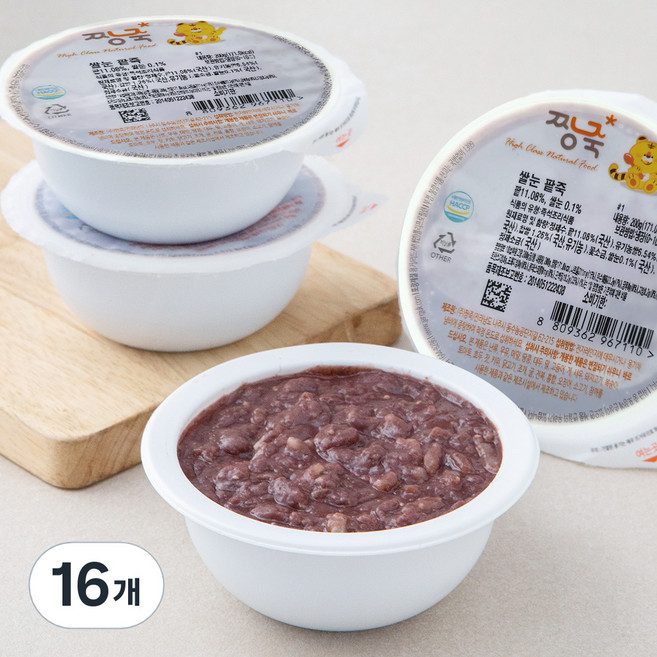 짱죽 웰빙죽 쌀눈 팥죽 (냉장), 200g, 16개