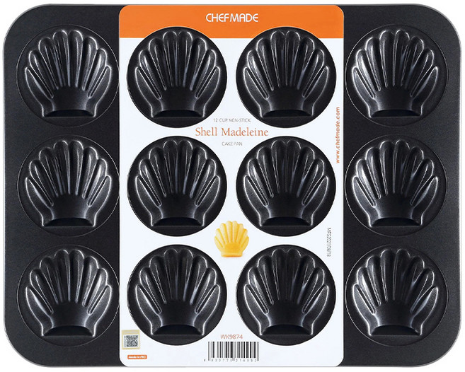 쉐프메이드 납작조개 마들렌틀 팬 12구 블랙, 1개