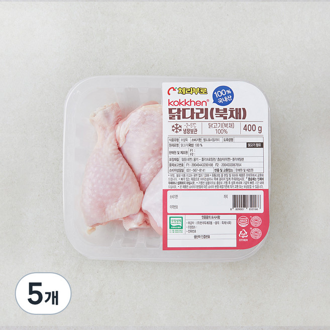 코켄 무항생제 인증 닭다리 북채, 400g, 5개