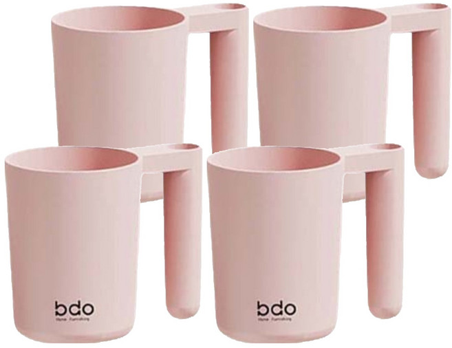 더자카 심플 원형 칫솔꽂이 양치컵, 핑크, 4개