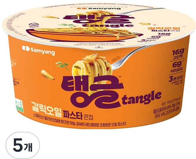tangle 큰컵 갈릭오일 파스타, 100g, 5개