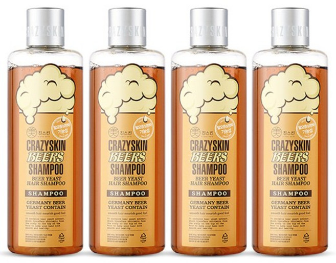 미친스킨 맥주효모 탈모완화 기능성 샴푸, 300g, 4개