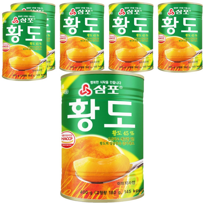 삼포 황도 슬라이스 통조림, 6개, 400g
