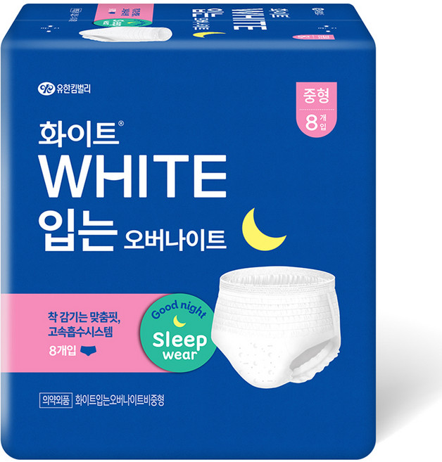 화이트 입는 오버나이트 뉴, 중형, 8개입, 1개
