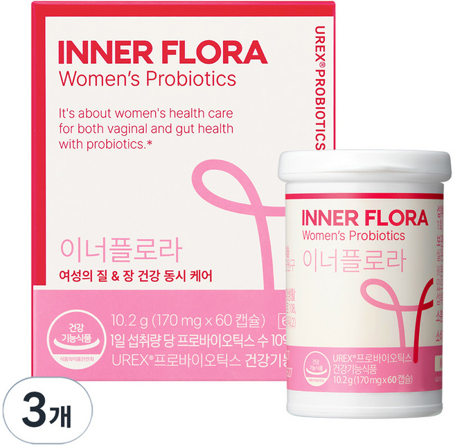 유한건강생활 이너플로라 UREX 프로바이오틱스 유산균, 60정, 3개