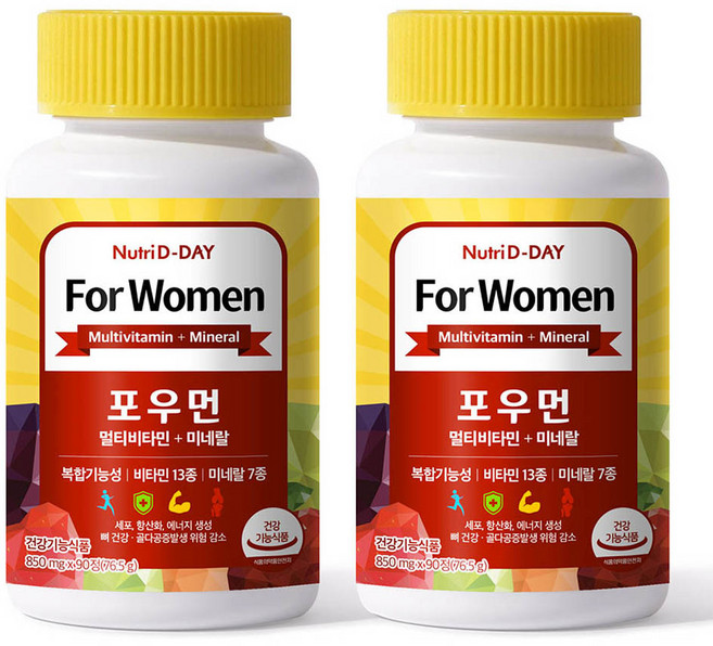 뉴트리디데이 포우먼 멀티비타민+미네랄 76.5g, 90정, 2개