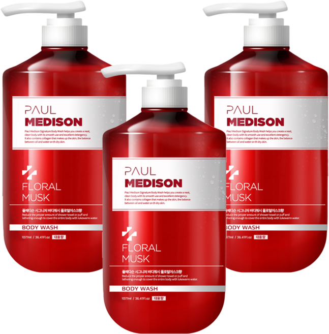 폴메디슨 시그니처 대용량 퍼퓸 바디워시 플로럴머스크향, 1.077L, 3개