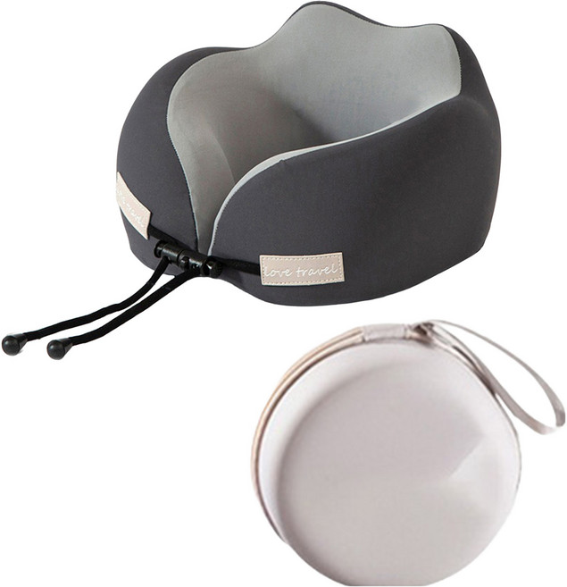 OAK&FIR 橡合杉 記憶棉U型枕 附收納盒, 深空灰