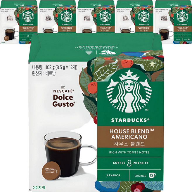 스타벅스 하우스블렌드 by 네스카페 돌체구스토 캡슐커피, 8.5g, 12개입, 6개