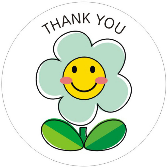 단비나인 스마일꽃 원형 스티커, 100개, 민트