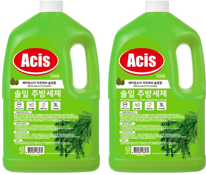 아키스 리프레쉬 솔잎 주방세제, 3L, 2개