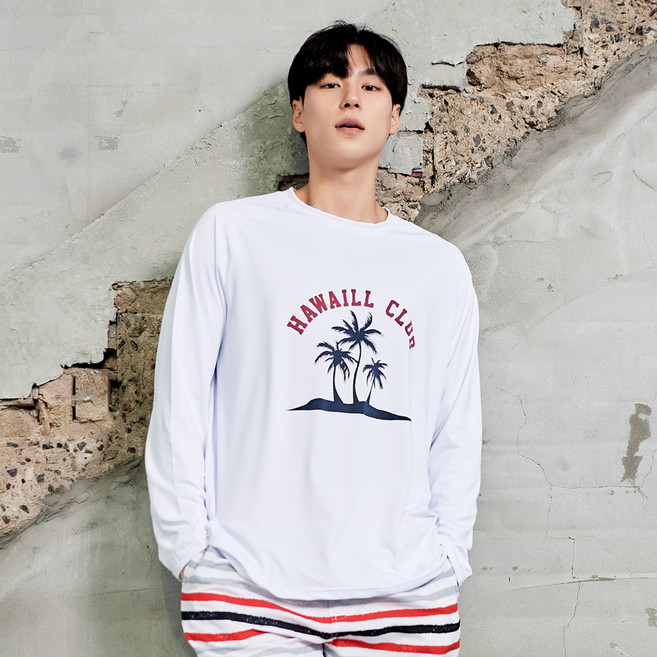 벤디스 남성용 하와이 클럽 오버핏 래쉬가드 간팔상의 C275