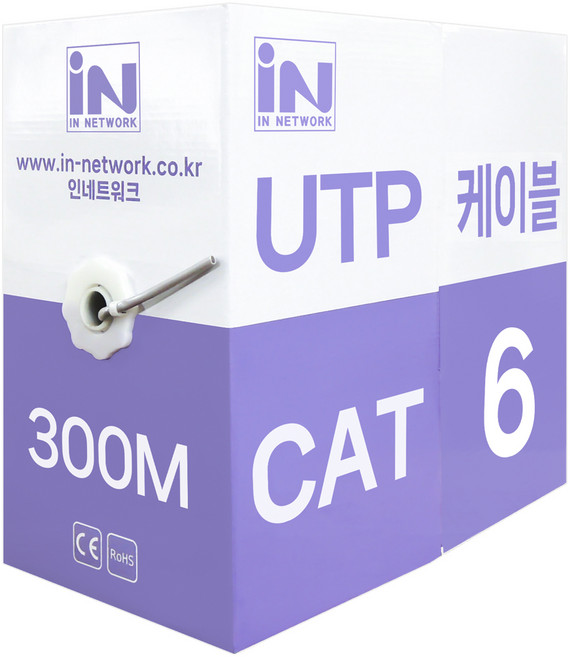 인네트워크 CAT.6 제작용 랜케이블, 그레이, 1개, 300m