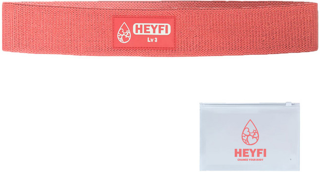 헤이피 스쿼트 힙밴드 미니 Lv3+파우치, 로즈핑크, 1개