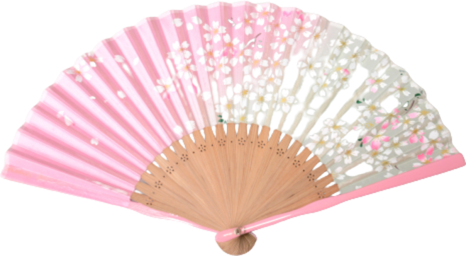 하마공방 수공예 타공 실크 전통 부채 매화 그라데이션, 혼합색상, 1개