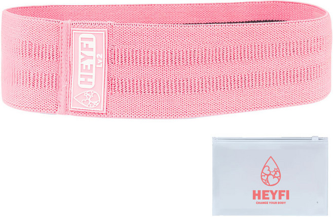 헤이피 스쿼트 힙밴드 Lv2+파우치, 롤리핑크, 1개