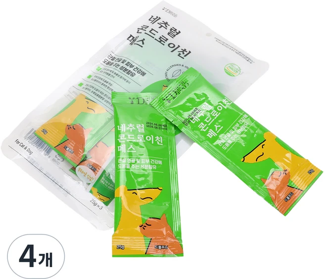 드롤푸드 반려동물 네추럴 콘드로이친 메스, 75g, 뼈/관절강화, 4개 - 쿠팡