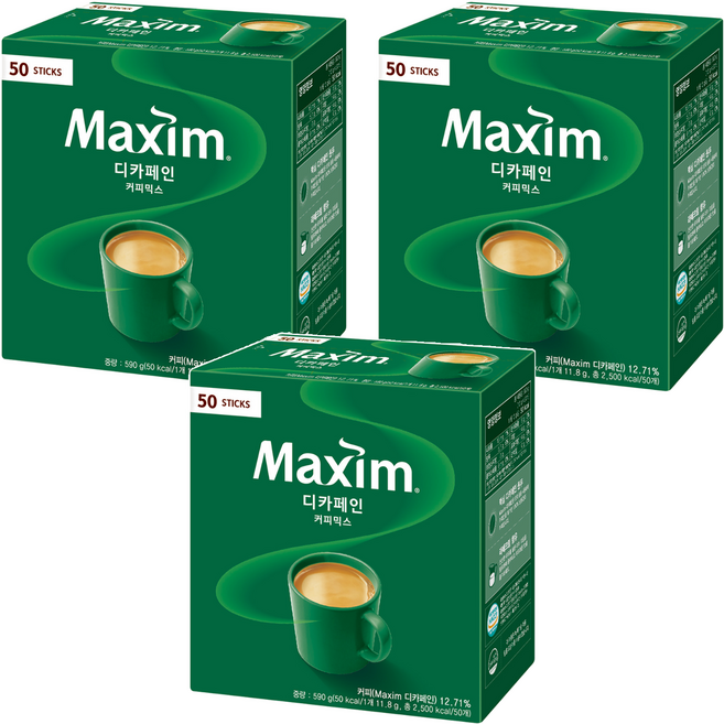 맥심 디카페인 커피믹스, 11.8g, 50개입, 3개