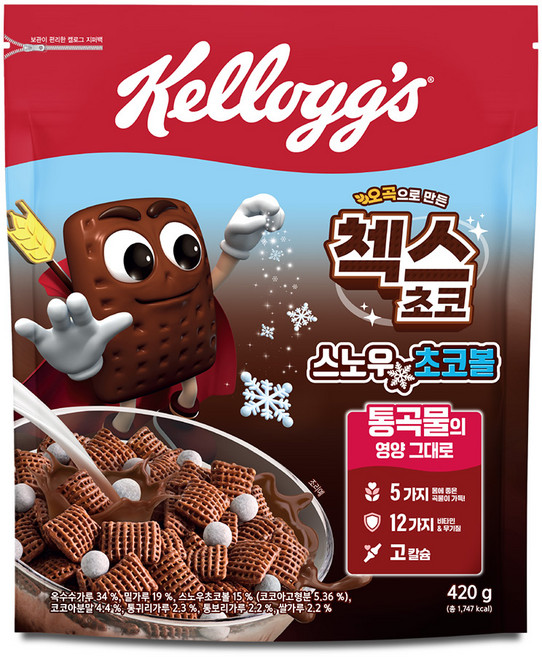 첵스초코 오곡으로 만든 스노우초코볼 시리얼, 420g, 1개