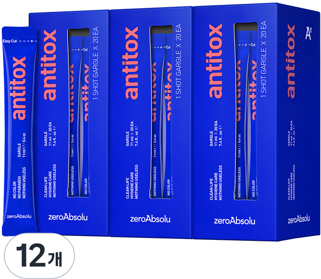 안티톡스 제로앱솔루 가글, 220ml, 12개