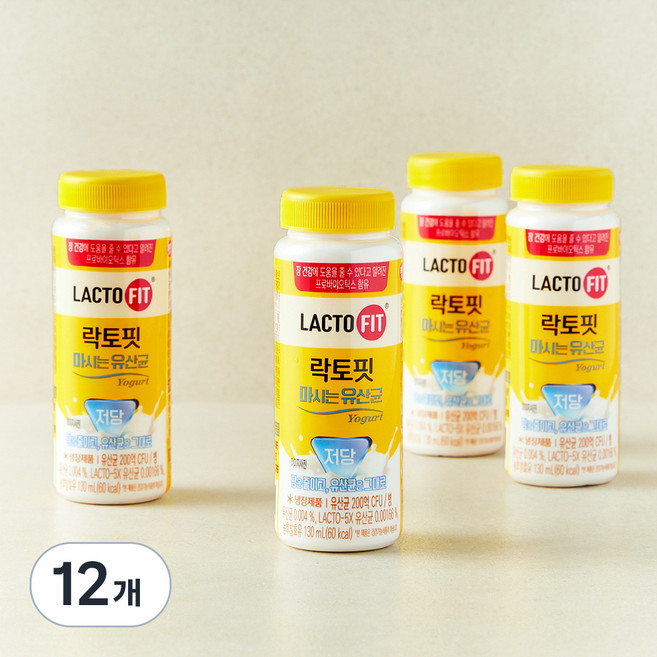 종근당건강 락토핏 마시는유산균 저당, 12개, 1개입, 130ml
