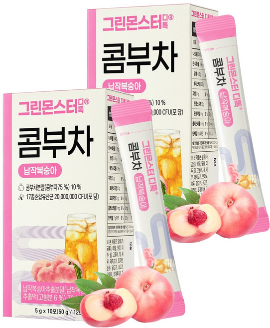 그린몬스터 디톡 콤부차 납작복숭아, 5g, 10개입, 2개