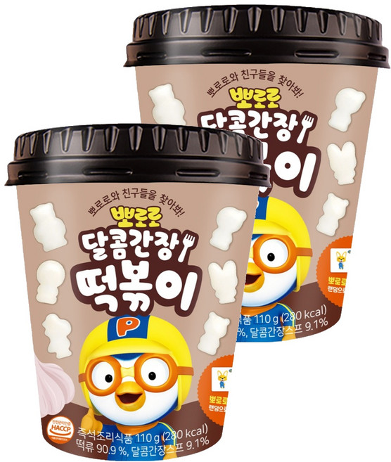 어니스트에프엔비 뽀로로 달콤간장 떡볶이, 110g, 2개