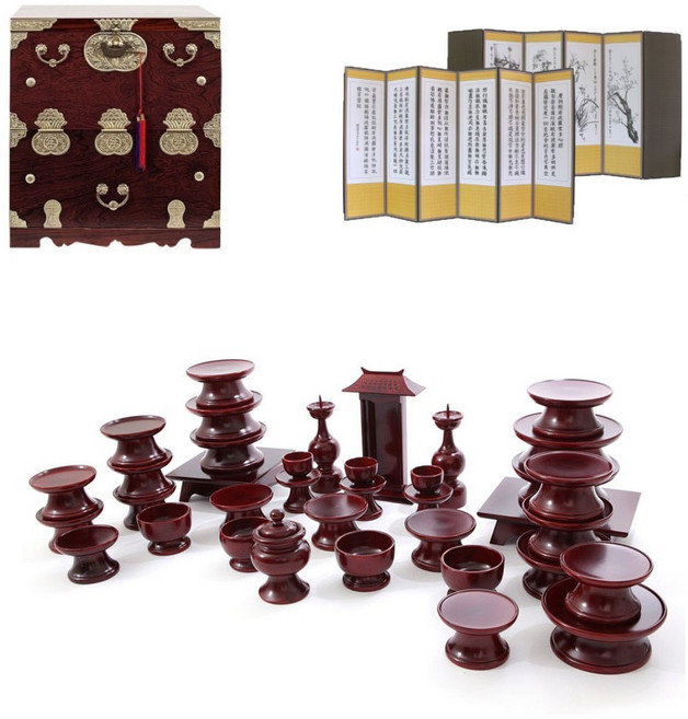 남원 문화재 오리목 제기 37p + 남원 오동나무 앞닫이 제기함 + 남원 춘향골 직교자상 80-120, 체리 + 갈색