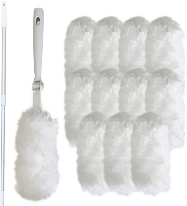 PIM 可調節長度長柄吸附式除塵撣 握把+系統2段調節桿+12入補充包組合, 混合顏色, 1套