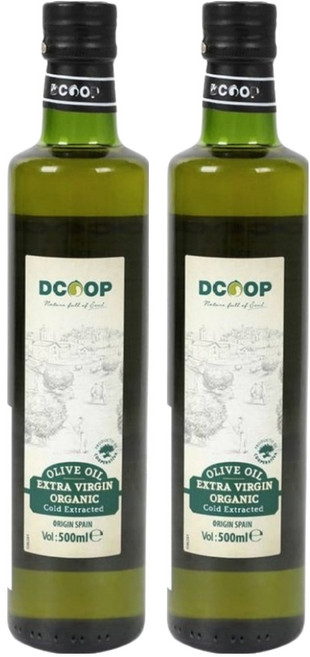 디쿱 유기농 냉압착 엑스트라버진 올리브유, 500ml, 2개