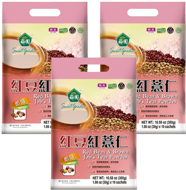 薌園 紅豆紅薏仁粉, 300g, 3袋
