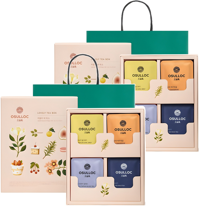 오설록 러블리 티 박스 선물세트, 웨딩그린티 3p + 달빛걷기 3p + 삼다연 제주영귤 3p + 레드파파야 블랙티 3p, 2세트