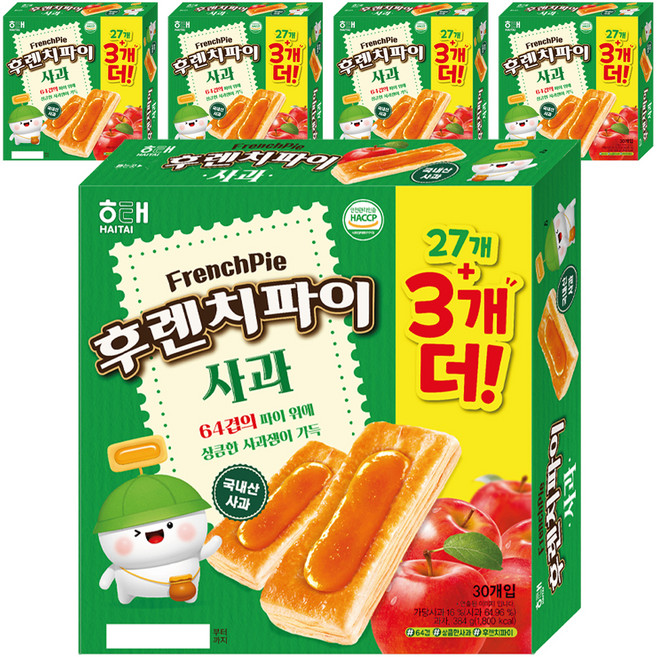 해태제과 후렌치파이 사과, 384g, 5개