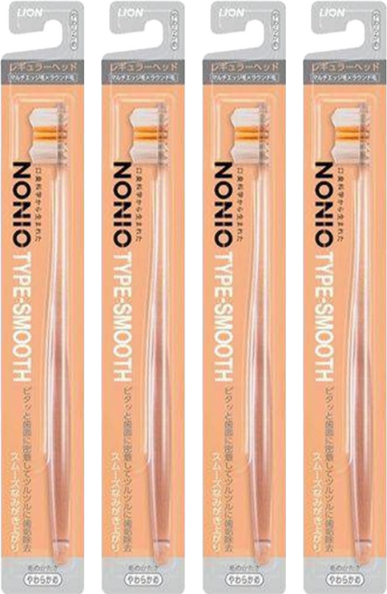 LION 獅王 NONIO 淨漬亮白牙刷 星型切面刷毛 顏色隨機, 1入, 4支