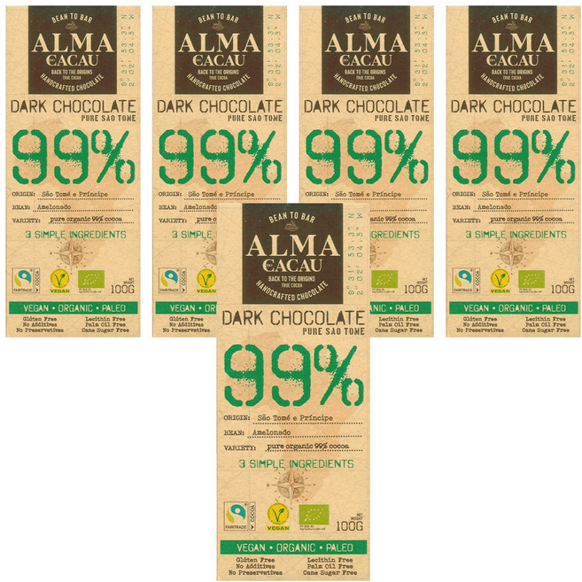 알마카카우 유기농 다크초콜릿 99%, 100g, 5개